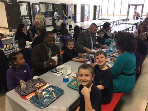 Enjoying lunch with our special guest. 